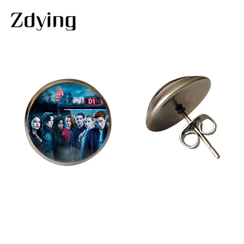 Женские и мужские серьги-гвоздики с изображением загадок ривердейла