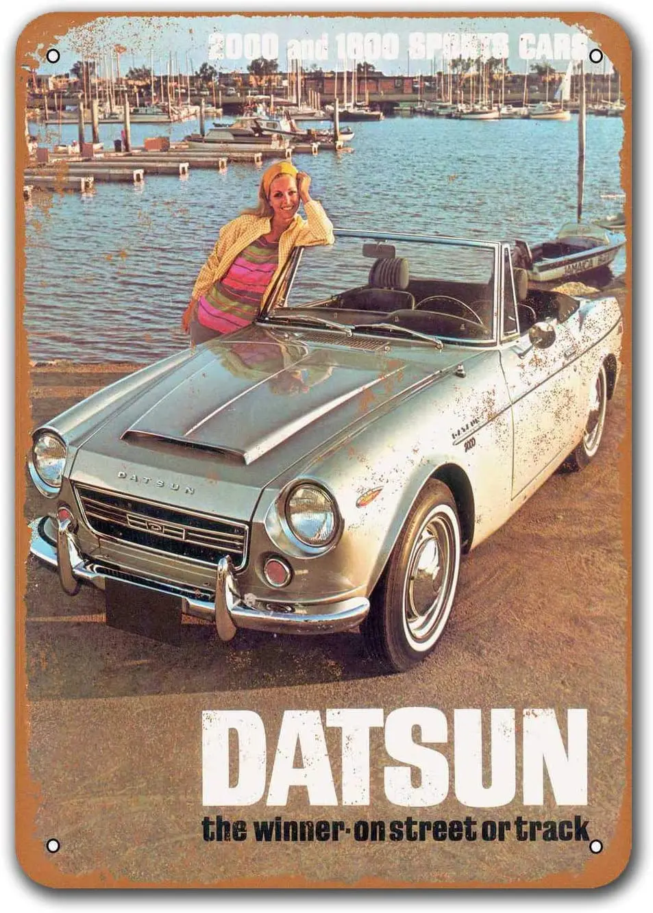 

1970 Datsun 2000 Old Car Tin Sign Vintage Metal Bar Poster Man Cave Pub Coffee Club Office Dorm Wall Decor 8x12 inches