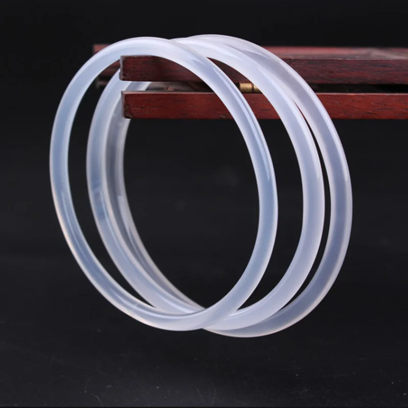 

Отправьте сертификат, реальный товар, женский тонкий круглый браслет из белого халцедона, сертифицированный нефритовый браслет для фотогр...