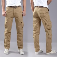 mens streetwear cotton cargo pants with many side pockets big size for men casual long tactical trousers black khaki brown