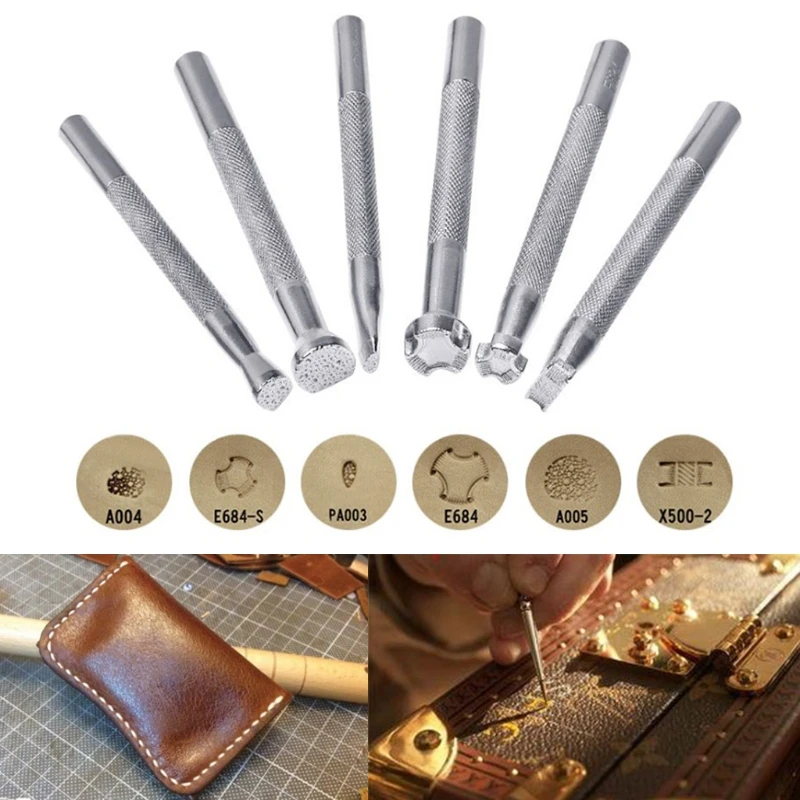 

K1KA 6 Pcs Leather Stamping Printing Tools Kit Suitable for Beginners and Professionals Craft Man Professional Alloy