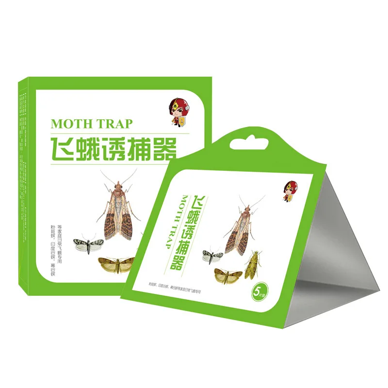 

Clothes Pantry Food Moths Pheromone Killer Sticky Glue Pest Reject Fly Moth Trap for Moles Sticker Factory Restaurant 5pcs