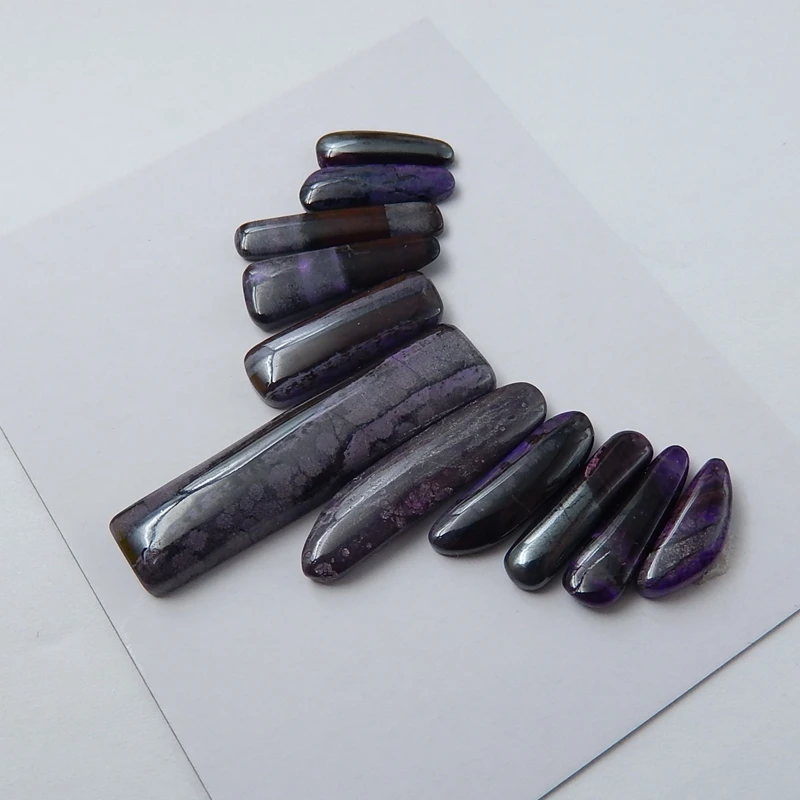11 шт. натуральный камень Sugilite драгоценный камень Мода Кабошон Установка 32x7x4 мм 12x3x3 мм 7 г