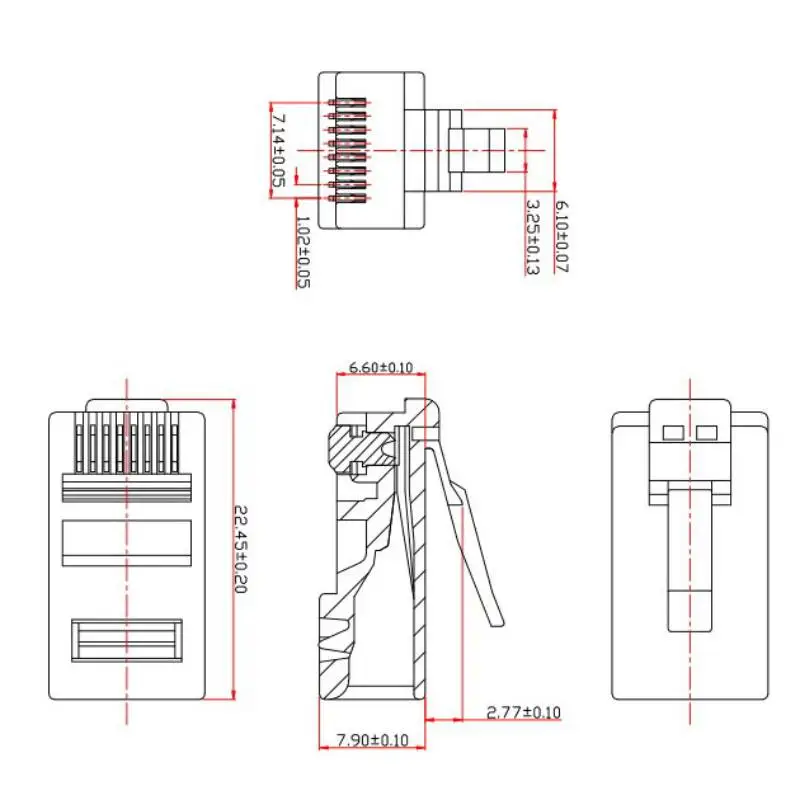 100 шт. модульный коннектор RJ45 8P8C CAT6 CAT6E 8 контактов соединитель сетевой кабель