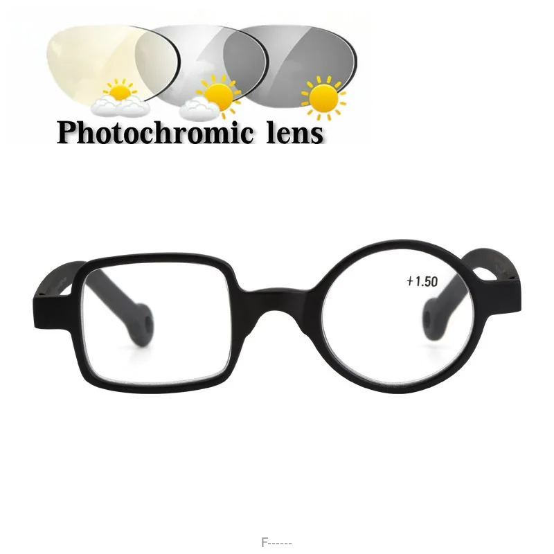 Круглые маленькие очки для чтения с переходом от солнца фотохромные женщин