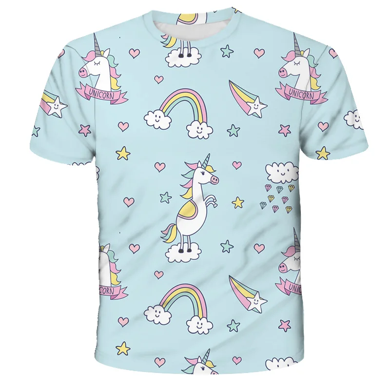

Kids 3D Unicorn Print T-shirts Cute Unicorno Tshirt Girls NEW Summer Tees Top Clothing Children Cartoon Clothes Casual Gift Cute