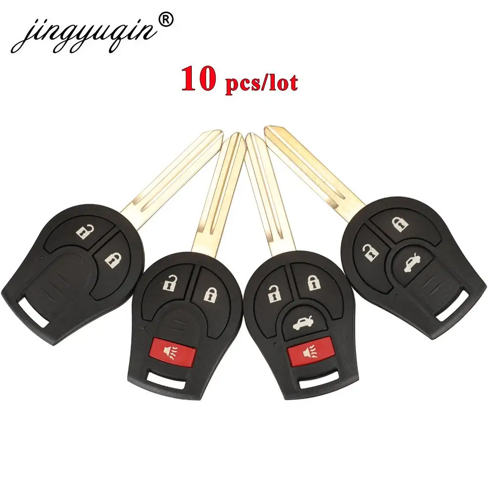 jingyuqin 10pcs 2/3/4 Buttons Car Remote Key Shell for NISSAN Juke March Qashqai Sunny Sylphy Tiida X-Trail Cube S SL Rogue