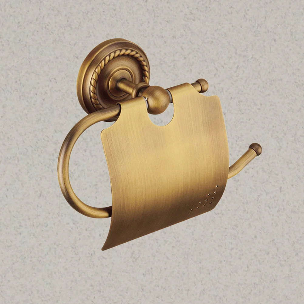 

European Style Brass Antique Wall Mount Bathroom Tissue Holder Storage Shelf