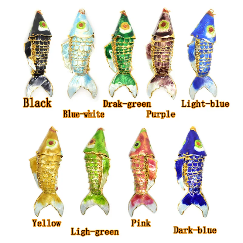 6 шт Wiggle Like Real Fish китайская перегородчатая эмаль кулон с карпом цветов около 45 мм