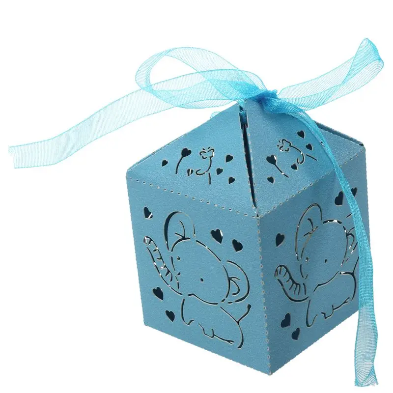 10 шт слон полый карета Сувениры Коробка подарок коробка сладостей с лентой Baby Shower