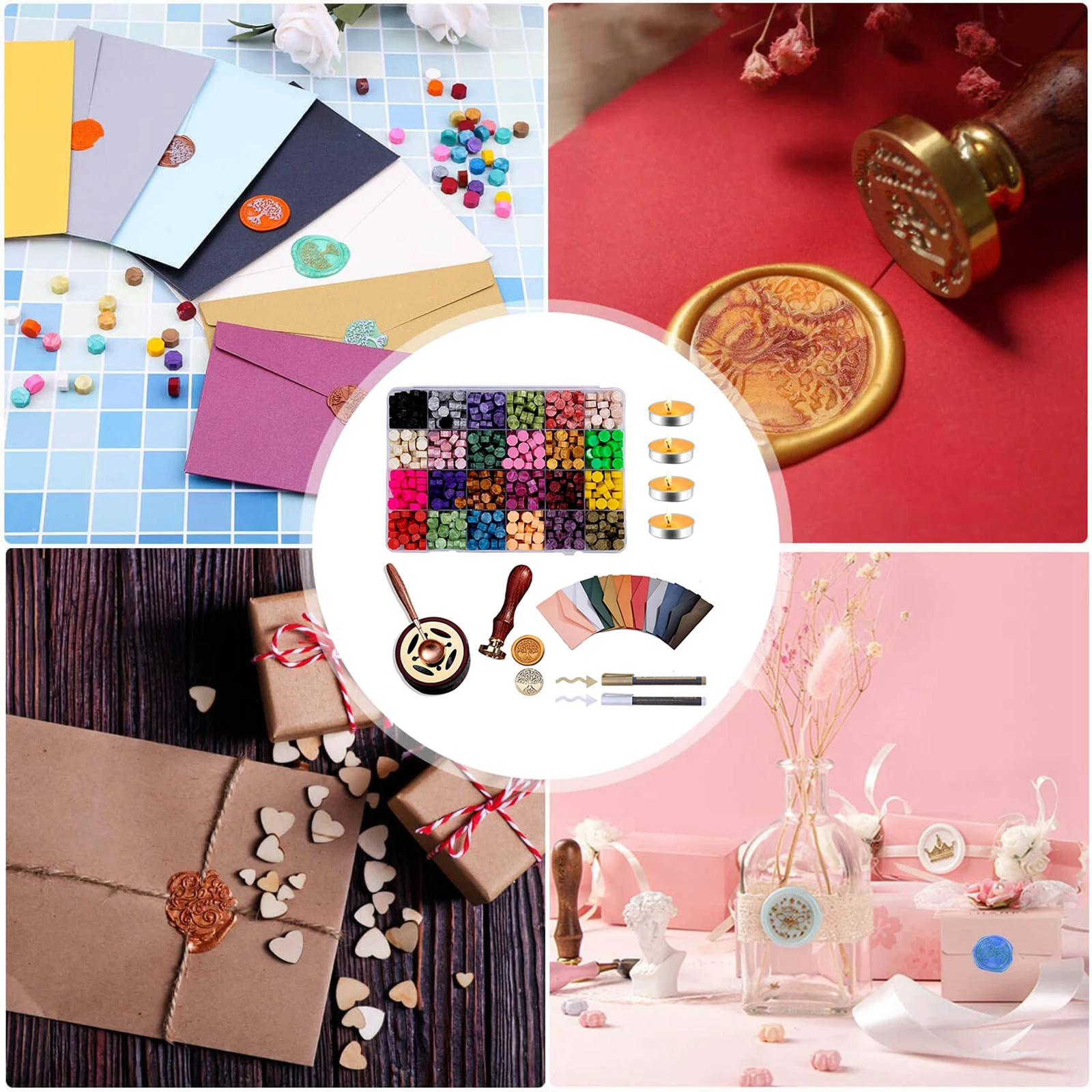 

619PCS Retro Wax Sealing Kit Invitations Letter Card DIY Scrapbooking Seal