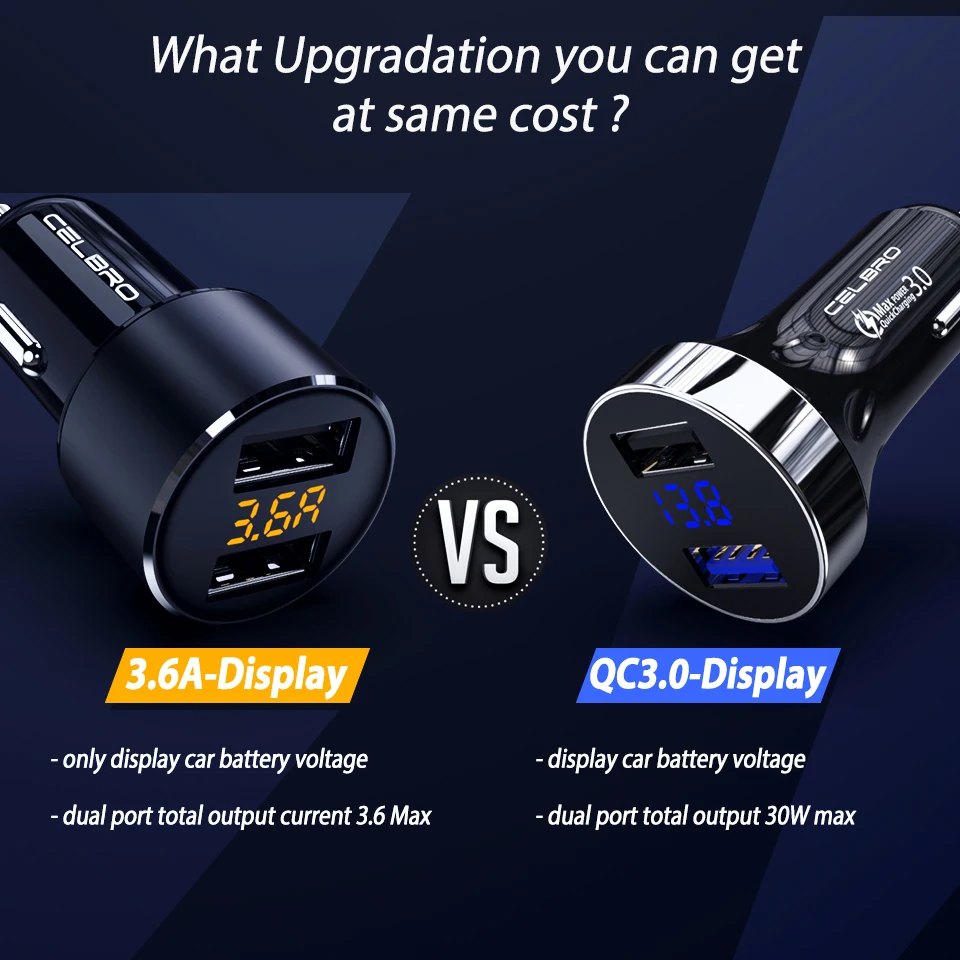 Обновление USB Автомобильное зарядное устройство двойной Usb 30 Вт QC 3,0 Led дисплей автомобильное зарядное устройство для мобильного телефона Iphone samsung Note 10 Xiaomi зарядное устройство s