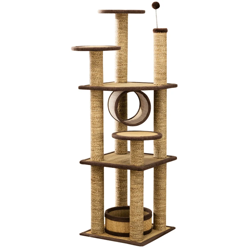 

Large Cat Climbing Frame Cat Nest Cat Tree Integrated Cat Villa Rattan Mat Climbing Rack Straw Mat Nest Cat Rack Tongtianzhu