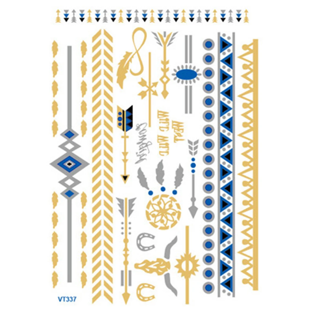 Металлическая вспышка водостойкая Татуировка золото серебро Женская мода хна