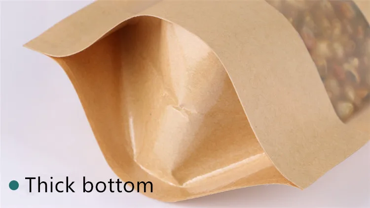 

Stand Up Kraft Paper Frosted Window Zip Lock Bags Resealable Coffee Sugar Biscuit Nuts Chocolate Heat Sealing Packaging Pouches