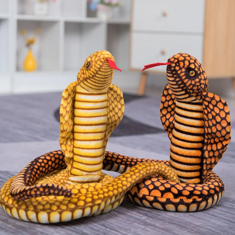 

110cm New Large Cobra Plush Toy Soft Pillows Horror Props Stuffed Animals Toy Big Size Boa Snake Simulation Cobra Plush Doll