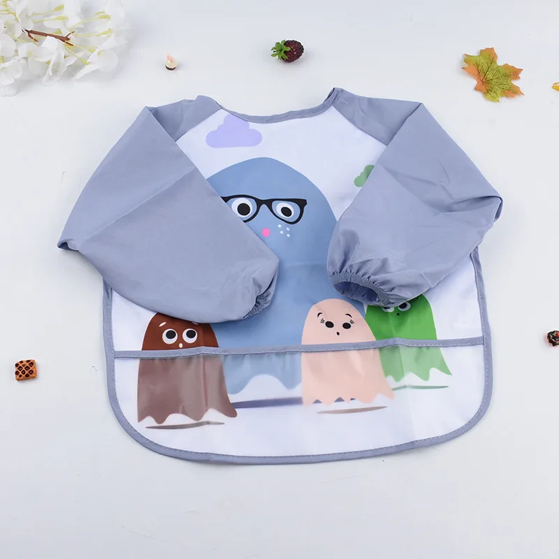 C New Baby Bibs Toddler Baberos Bavoir Animals Waterproof Long Sleeve Apron Cartoon Children Feeding Smock Bib Baby Stuff - Цвет: C