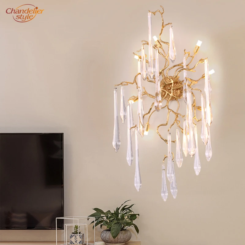 

LED Wall Lamp Brass Tree Branch Wall Light Luxury Wall Sconce Lighting Living Dining Room Lighting