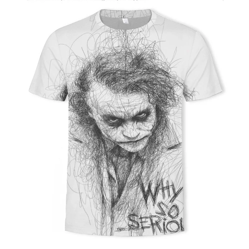 Футболка мужская с 3D принтом клоуна модная тенниска надписью Why So Serious уличная