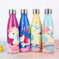 logo custom cartoon thermos cute unicorn water bottle stainless steel keep cold cola sport drinking bottle candy color mug gift