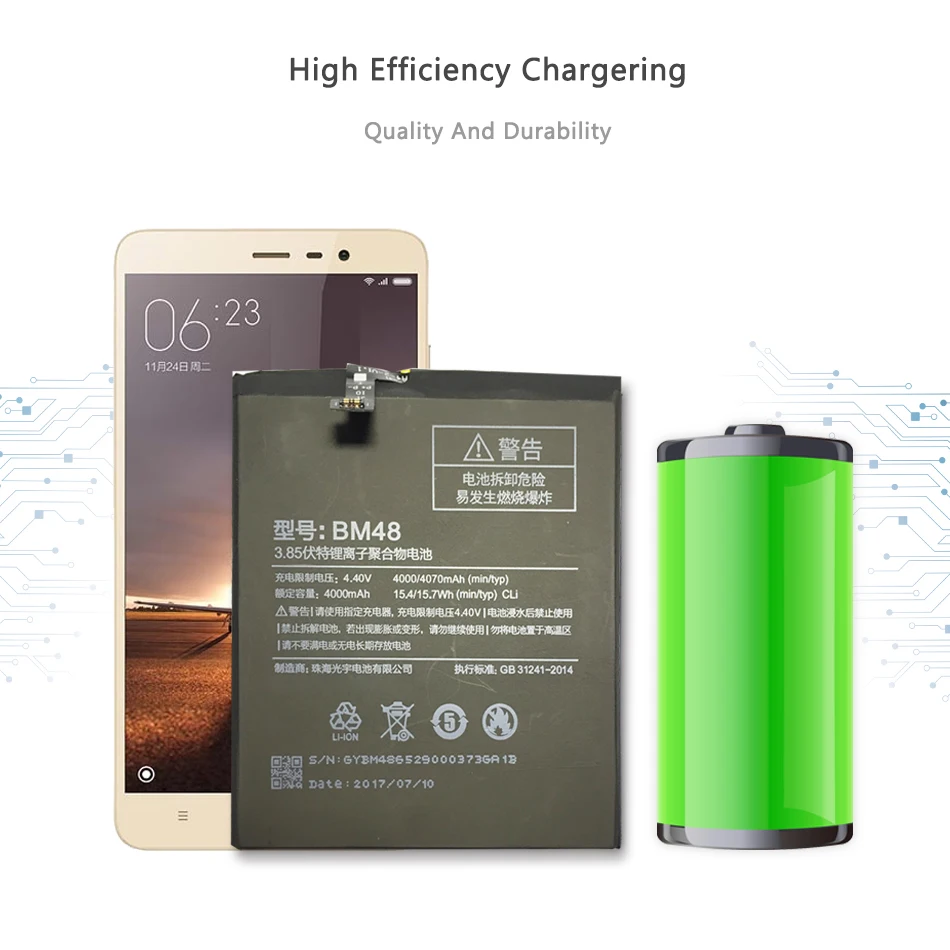 BM 48 для спортивной камеры Xiao Mi band телефон батарея BM48 Note 2 Note2 bm48 высокого качества