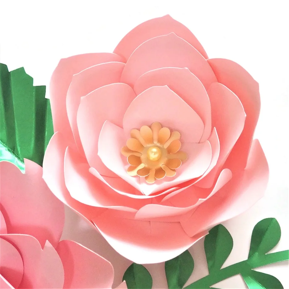 Розовые розы DIY бумажные цветы листья Набор для дня рождения Декорации детской