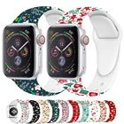 Ремешок рождественский ДЛЯ Apple watch band 44 мм 40 мм 38 42 мм 45 41 мм, спортивный силиконовый браслет для наручных часов iWatch series 3 4 5 se 6 7