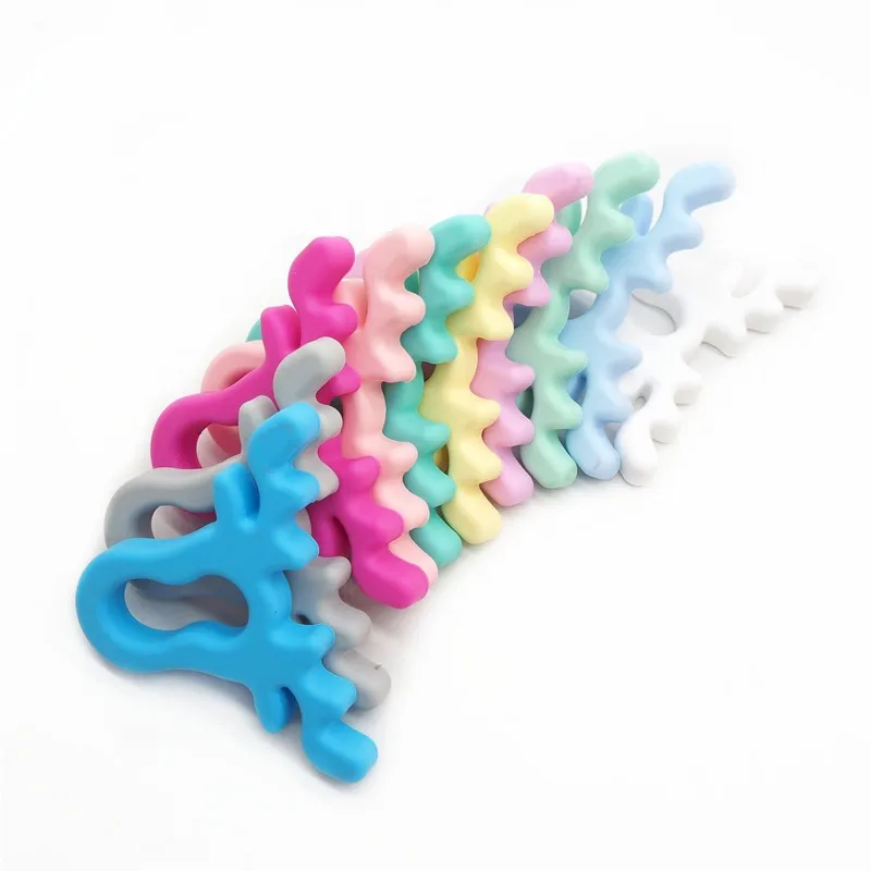 Chenkai 10PCS BPA Free DIY Silicone Baby Animal Antlers Pacifier Teether Deer Head Sensory Pendant Toy Accessories Food Grade