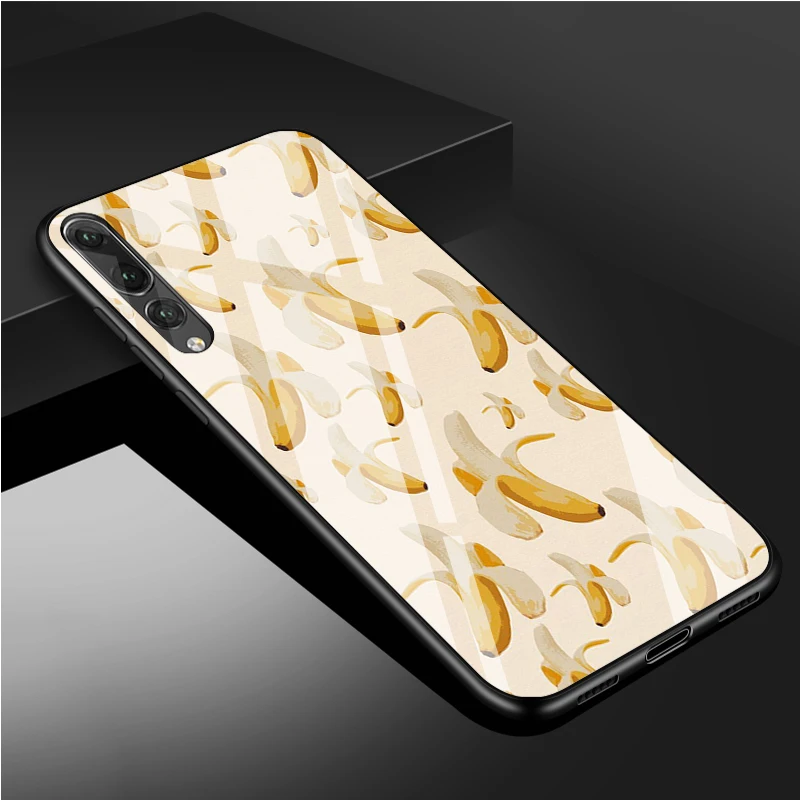 Желтый банановый чехол из закаленного стекла для телефона Huawei P20 P30 P40 Lite Pro Psmart Mate