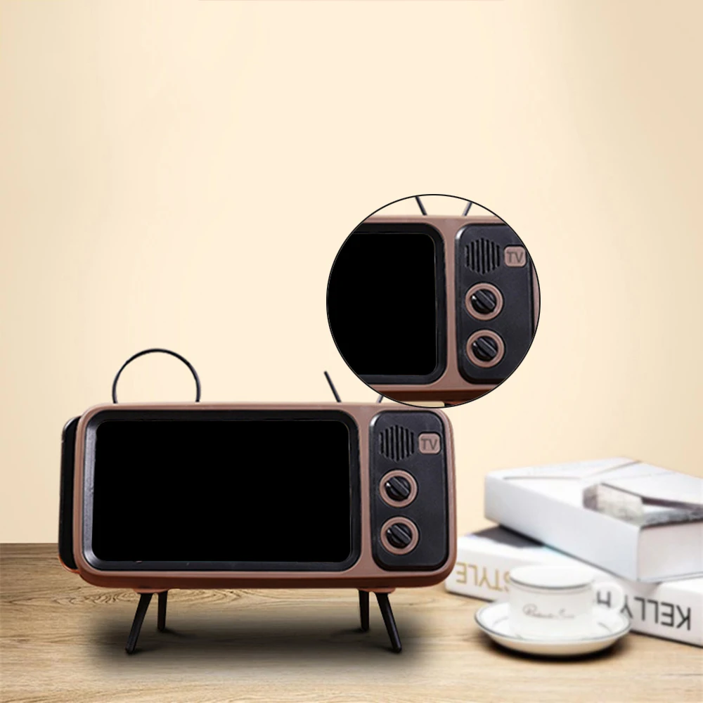 Ретро ТВ мини портативный бас-Колонка Bluetooth держатель мобильного телефона динамик ретро фоторамка держатель телефона Подставка для подарка