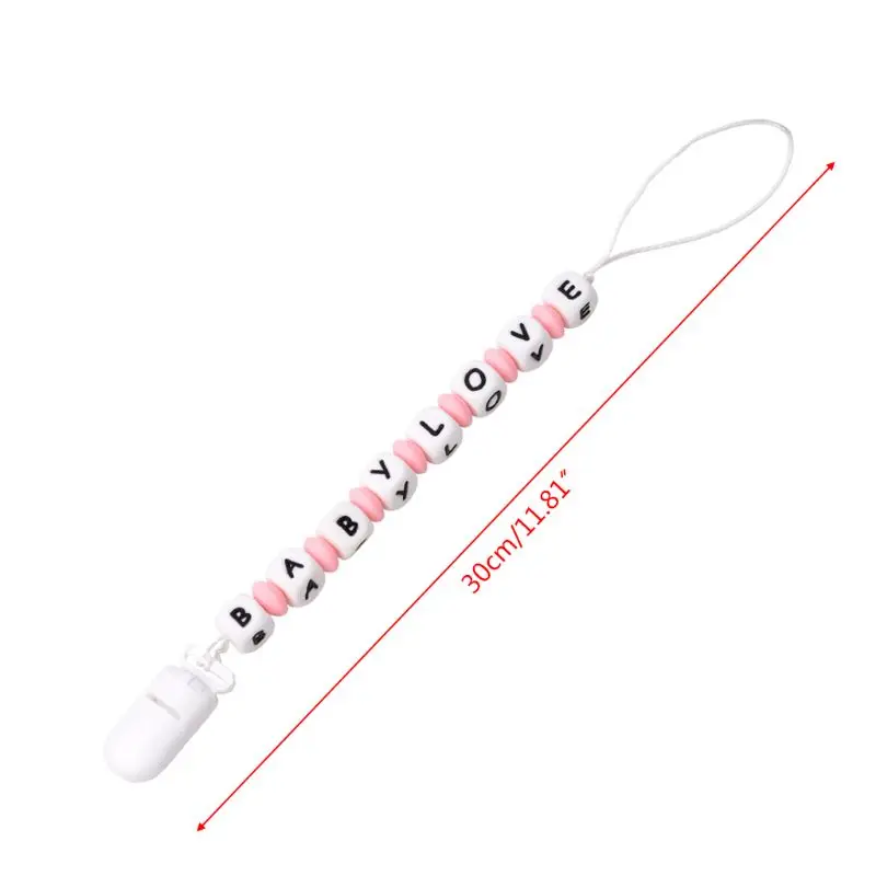 

Beaded Alphabet Baby Pacifier Chain Silicone Nipple Clip Tooth Gel Anti-chain Shatter-resistant Chains Appease Infant Supplies
