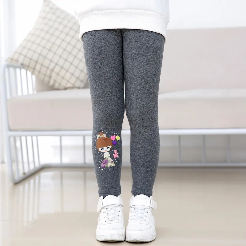 DARK GREY leggings Леггинсы для девочек; зимняя одежда для детей с героями мультфильмов; коллекция года; плотные теплые брюки; хлопковые бархатные леггинсы; детские длинные штаны; Одежда для девочек - Цвет: DARK GREY leggings