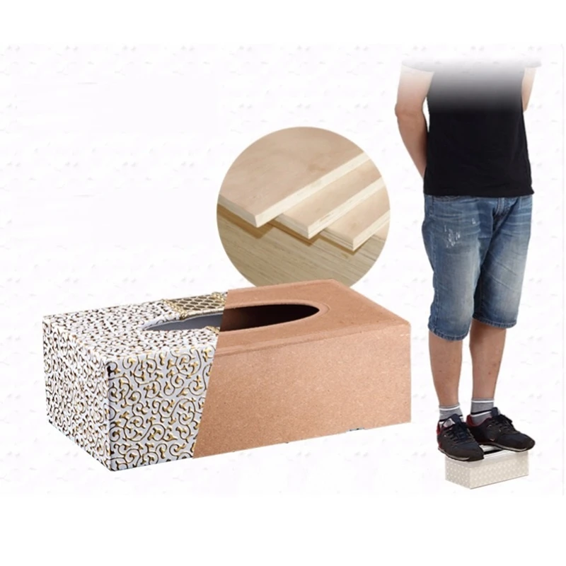 

Car Home Rectangle Shaped Tissue Box Household Living Room Desktop Napkin Tissue Holder White&Gold