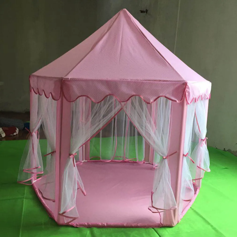 Детские розовые палатки в форме замка портативные для мальчиков и девочек дома