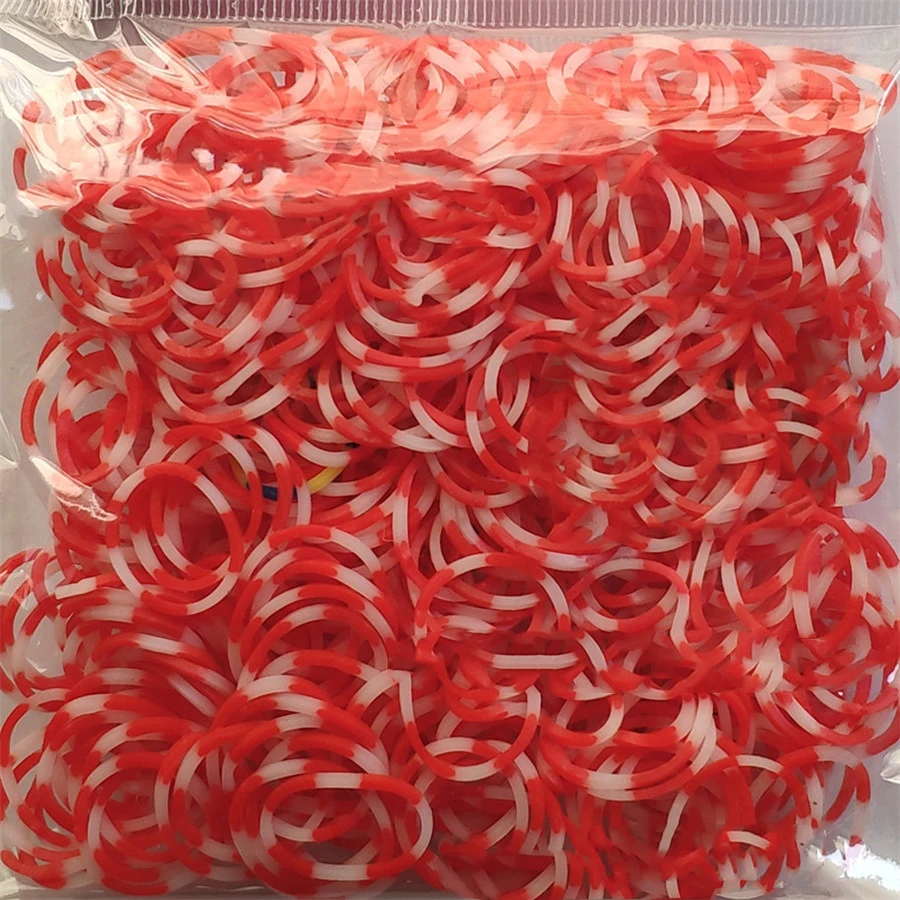 Red-white 600 эластичные резиновые браслеты разных цветов, детские домашние браслеты для плетения, браслеты для женщин - Окраска металла: Red-white