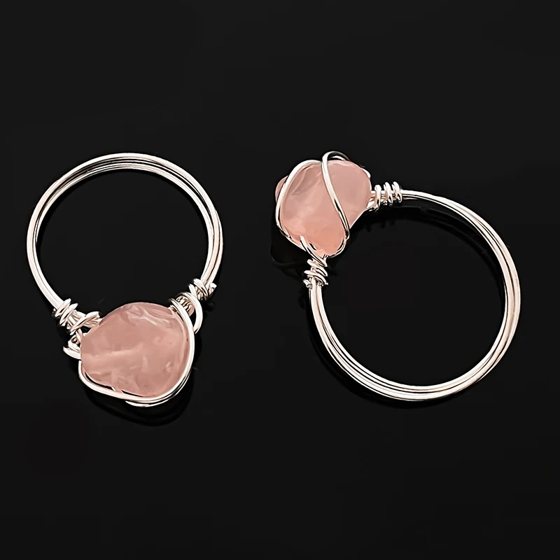 

Fashion Irregular Natural Stone Rings for Women Romantic Pink Crystal Red Agate Alloy Metal Rings Wedding Party Elegant Jewelry