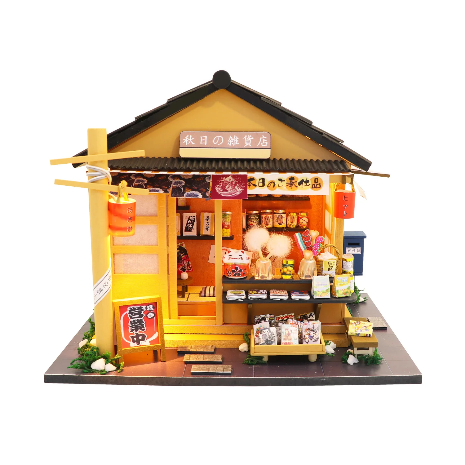 

LED Autumn Grocery Store doll house furniture diy dollhouse wood diy doll house miniature dollhouse furniture children Toy gift