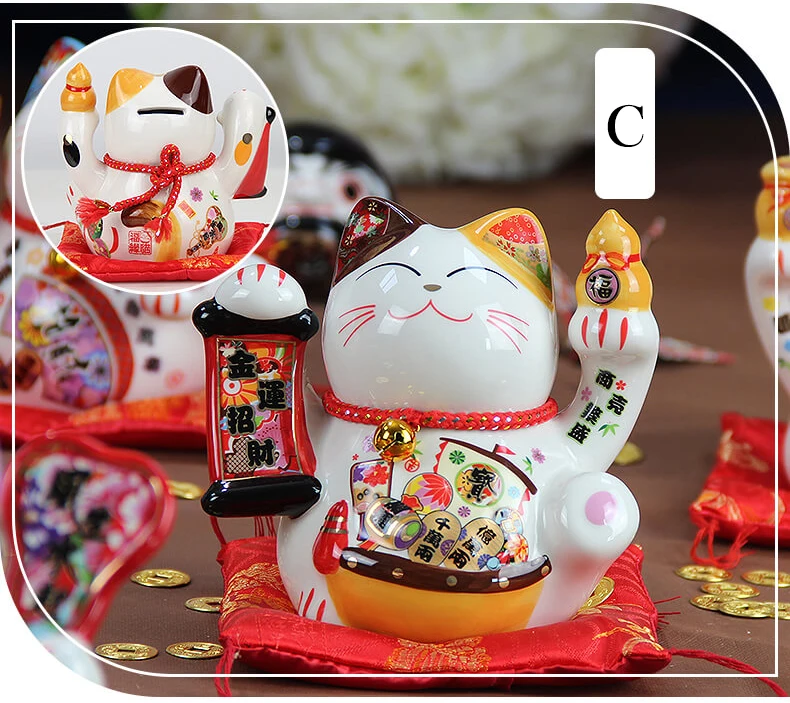 5 дюймов керамика Maneki Neko орнамент Lucky Cat Копилка японская Фортуна кошка фэн шуй статуэтка свадебный подарок