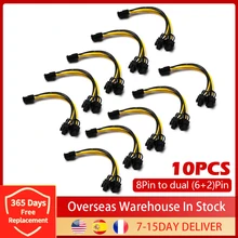10Pcs 6/8 Pin To Dual 8 (6+2) pin Power Cable 20cm Motherboard Graphics Card PCIE GPU Power Data Cable Splitter For BTC ETH