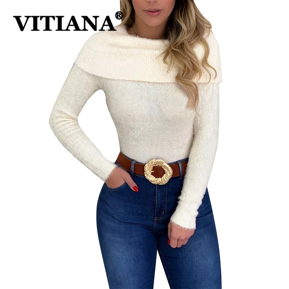 VITIANA Зимняя Повседневная Блузка для женщин осень 2019 Женский облегающий Топ с