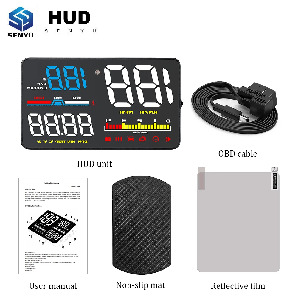 HUD голова манекена вверх дисплей D5000 Автомобильный gps D5000 OBD OBD2 диагностический инструмент проектор Цифровой скорость автомобиля скорость охранной сигнализации