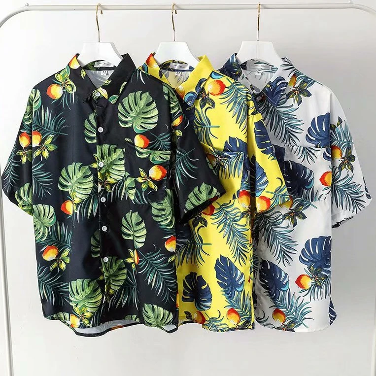 

Summer Palm Tree Printed Hawaiian Beach Shirt for Men 2020 Short Sleeve 3XL Aloha Shirts Mens Holiday Vacation Clothing Chemise