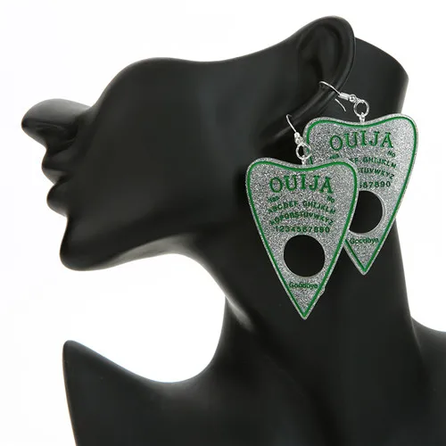 1 пара, женские серьги-капли, многоцветная смола, Ouija planchette, амулеты, полимерная серьга для подарка на день рождения, детские женские ювелирные изделия - Окраска металла: Зеленый