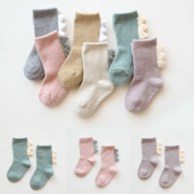 Милые хлопковые нескользящие Утепленные длинные штаны до колен для маленьких