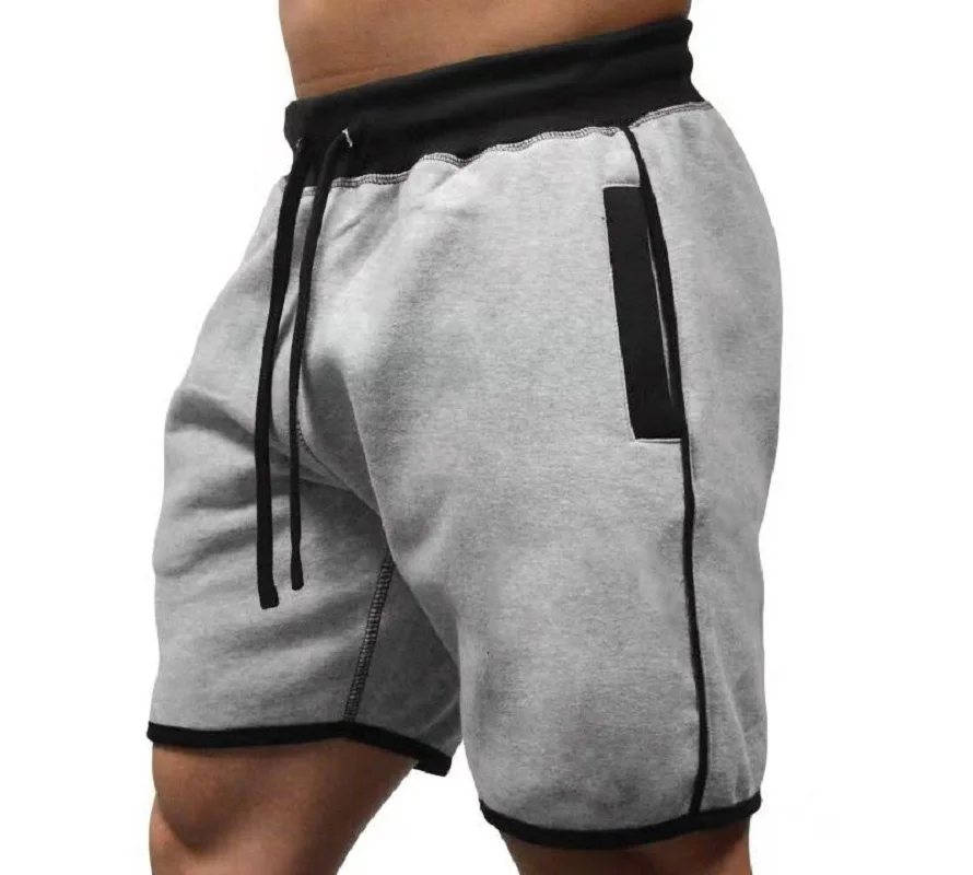 

2021 Men's Casual Sports Shorts Color Matching Zipper Design Slim Fit Gym Pants Men