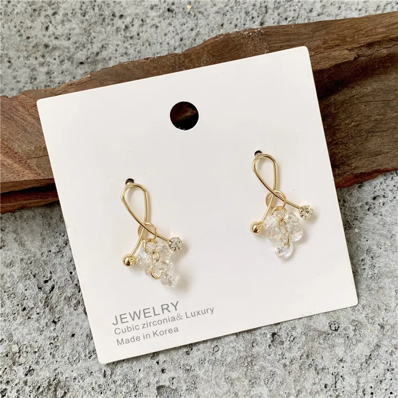 Корейские Модные металлические стразы с бусинами серьги капли из смолы подвески