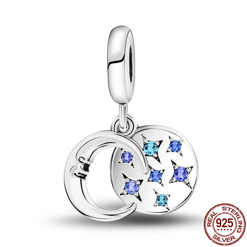 

Hot New Products 2021Arrival 100% Real 925 Sterling Silver Moon Star Pendant Beads Fit Original 3mm Bracelet DIY Jewelry