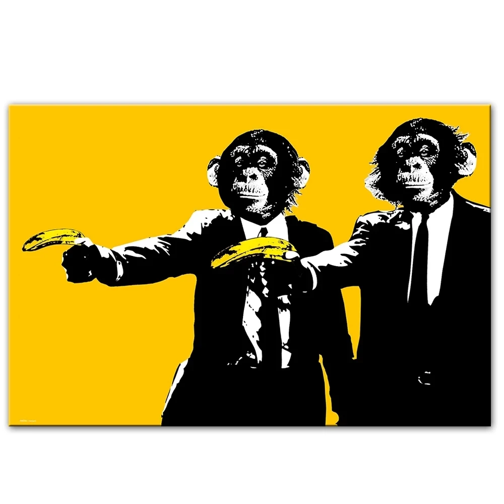 

Funny Monkeys With Banana Canvas Paintings On The Wall Posters And Prints Graffiti Art Animals Wall Art Pictures Kids Room Decor