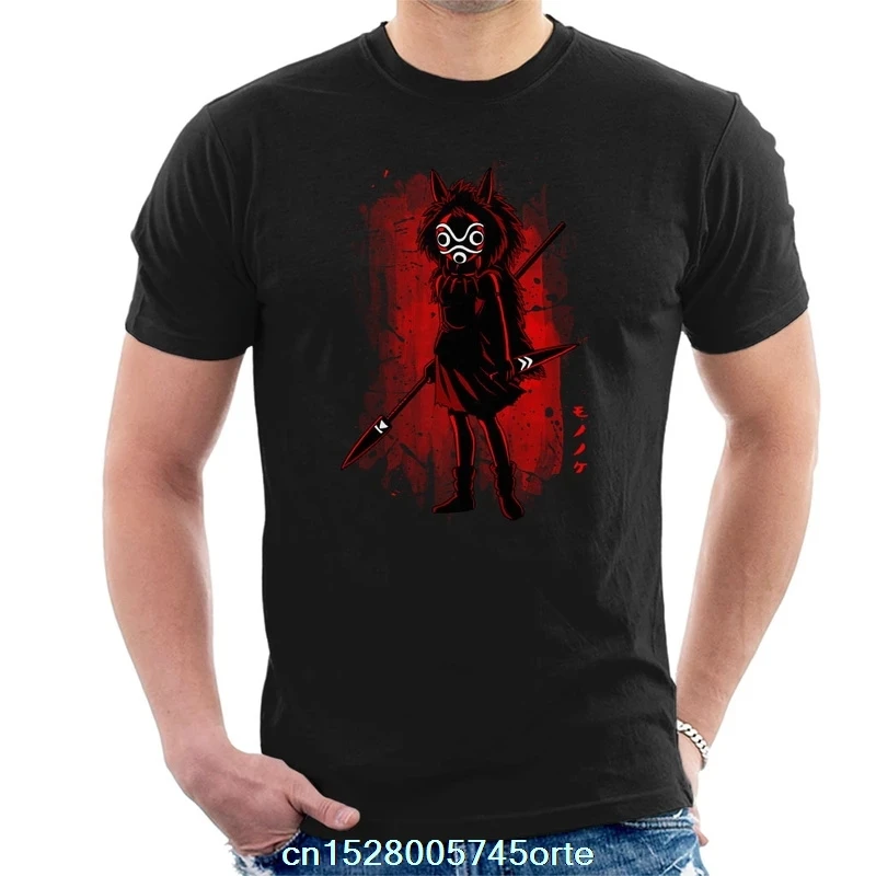 Мужская футболка с принтом camiseta Princes Mononoke Silhouette Red Shadow 100% хлопок женская | одежда