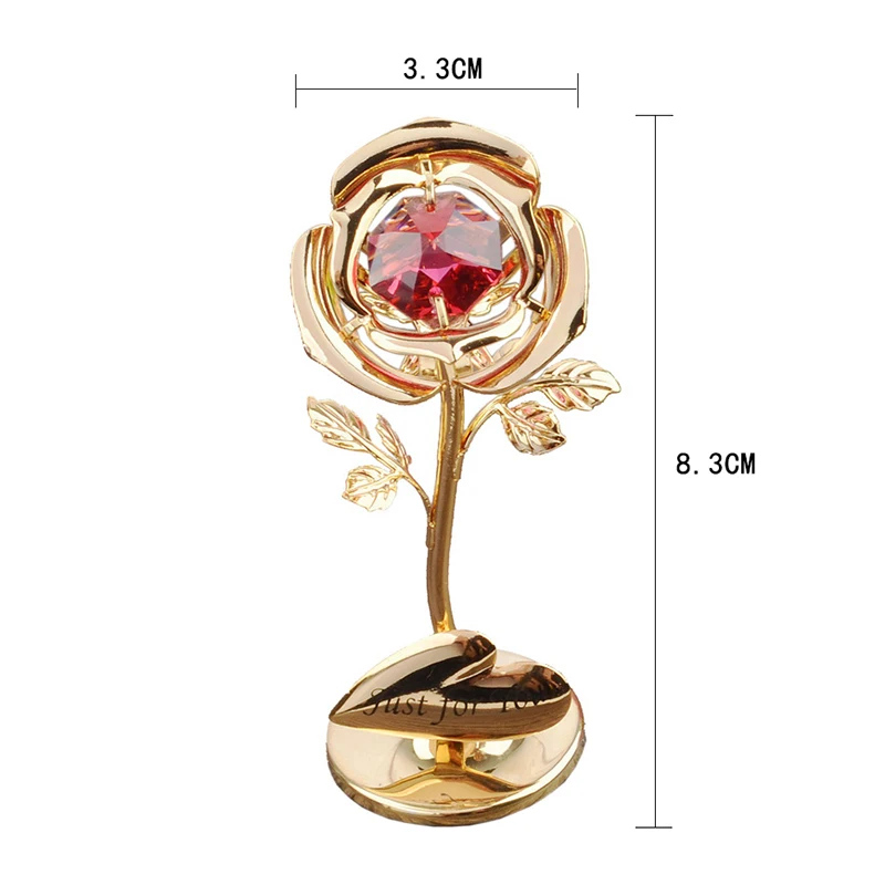 

New Valentine's Day Gift Delicate Crystal Rose Flower Golden Silver Rose Flower Home Decoration Craft Mother's Day Gift New/